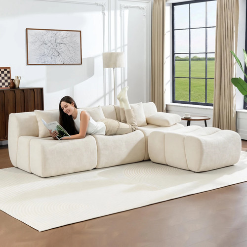 Modular chenille cloud sofa - modular, l