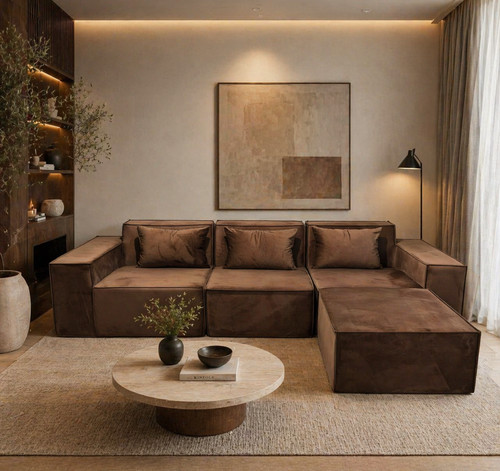Modular velvet shape - velvet, sofa